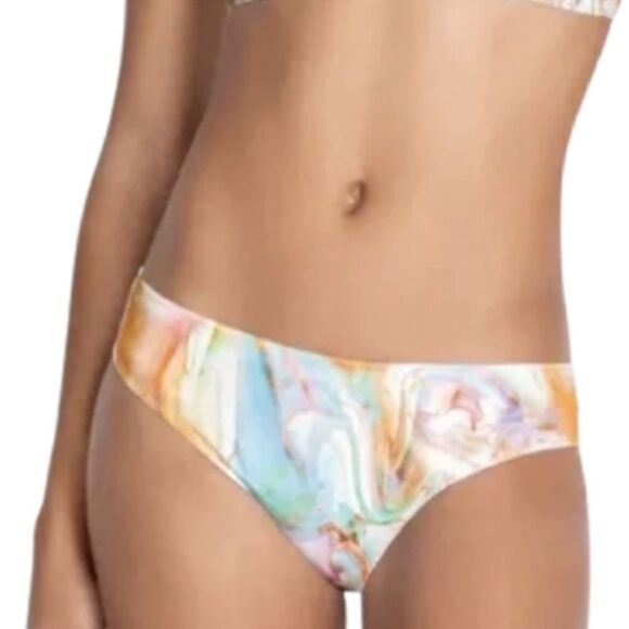 NWT Calme Rainbow Marble Watercolor Hipster Bikini Bottom Large - Picture 2 of 8